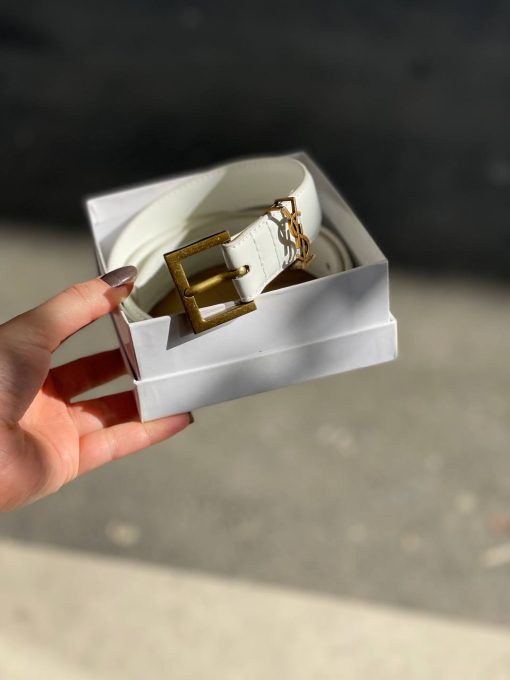 کمربند مارک ysl رنگ سفید