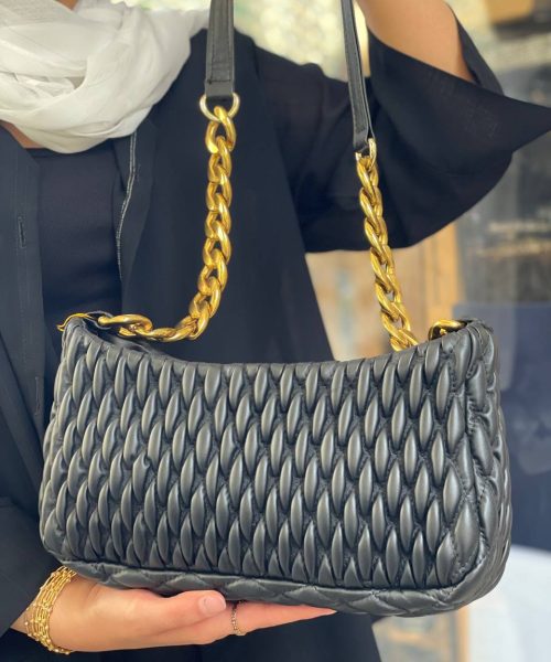 کیف زنانه مجلسی زارا مشکی مدل بافتی